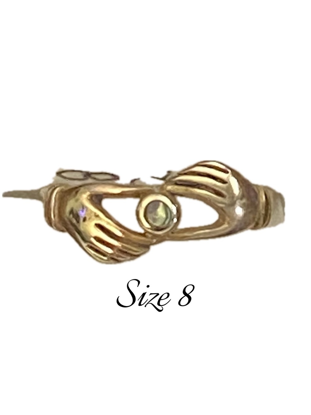 VTG Fede Gimmel Clasped Hands Ring Copper Gold Tone Opal Cabochon Statement - Picture 11 of 14